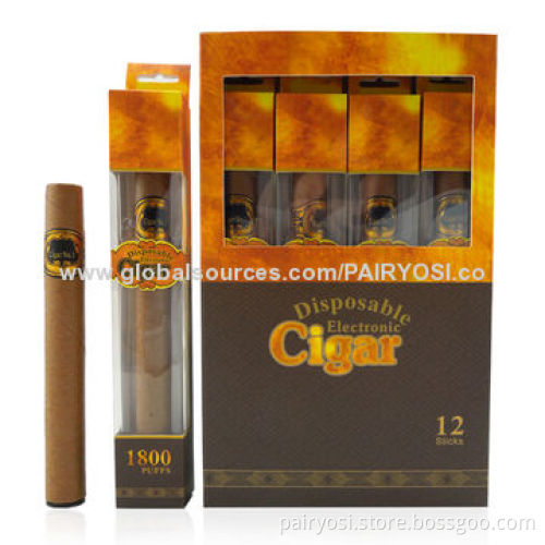 Disposable e cigar-1800 puffs with soft suction nozzle, color box packing with display box